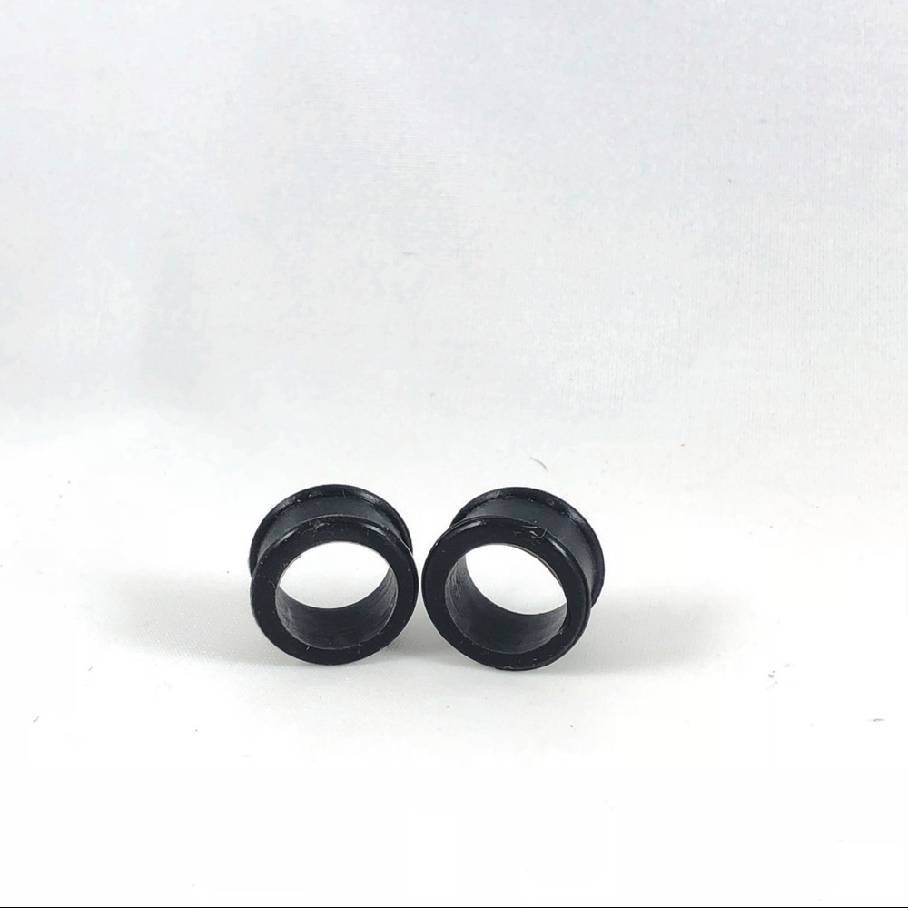 Pair of Black Silicon Double Flare Ear Tunnels